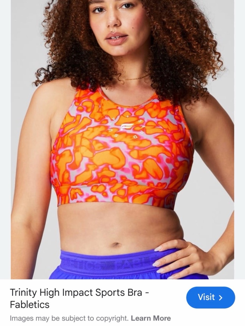 Fabletics medium Trinity High-Impact Sports Bra - Pink & Orange Print